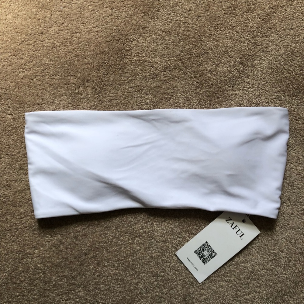 Zaful bandeau bathing suit top size small/4 white